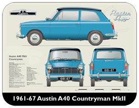 Austin A40 Mk2 Countryman 1961-67 Place Mat, Small